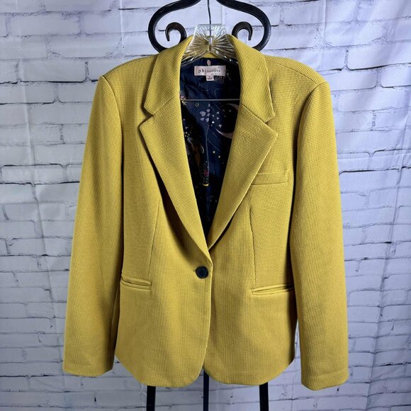 Philosophy Mustard Yellow Textured Blazer Celestial Interior – Size 8 - Picture 9 of 14